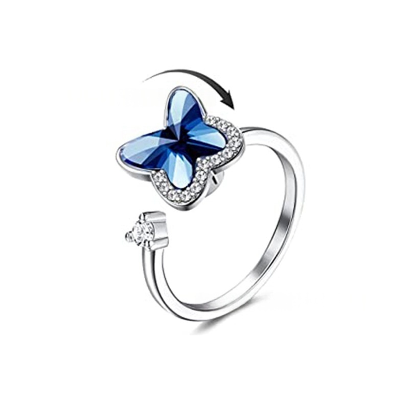 Rotatable Fidget Spinner Ring Womens Open Adjustable Anxiety Relief Rings